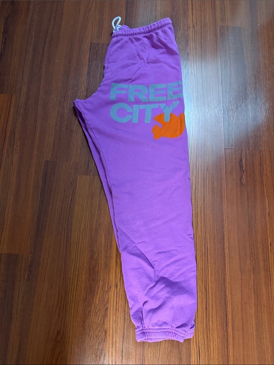 freecity Pants - freecity Purple Joggers with Orange Accent